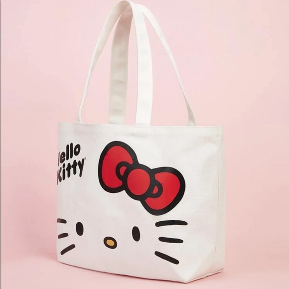 Hello Kitty canvas tote bag cartoon Sanrio cute fun cream white shopping - Picture 2 of 7